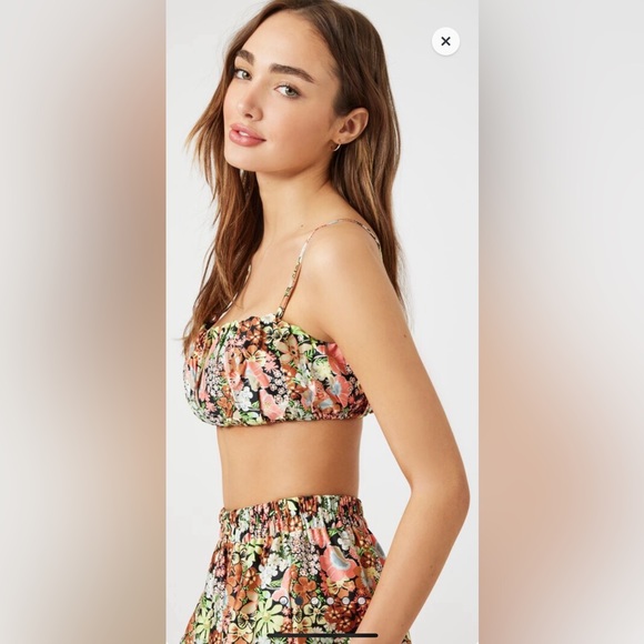 Floral Print Shirred Bralette, M - Picture 4 of 5